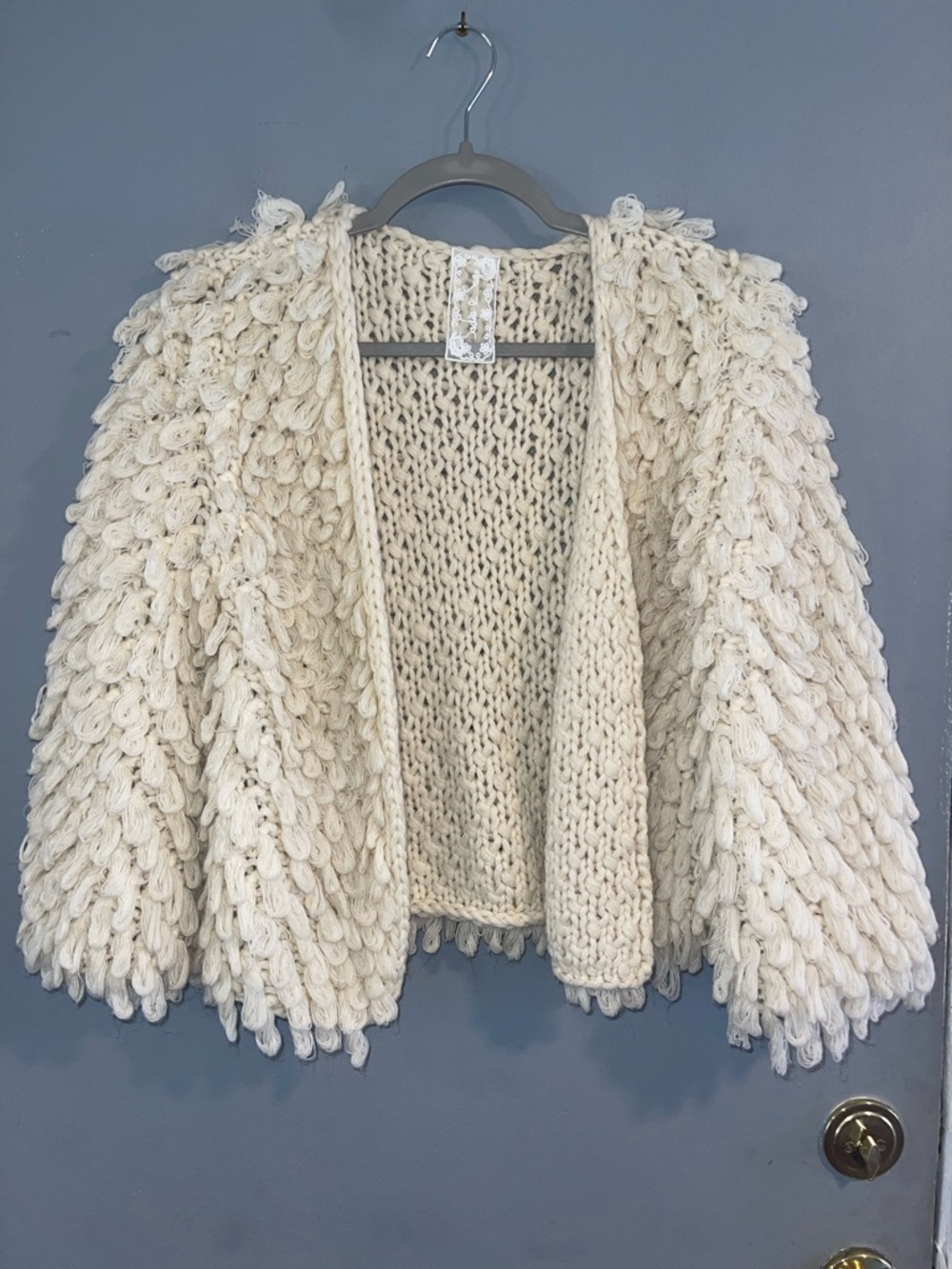 Sadie & Sage Cream Chunky Loop Knit Open Cardigan Size S/M